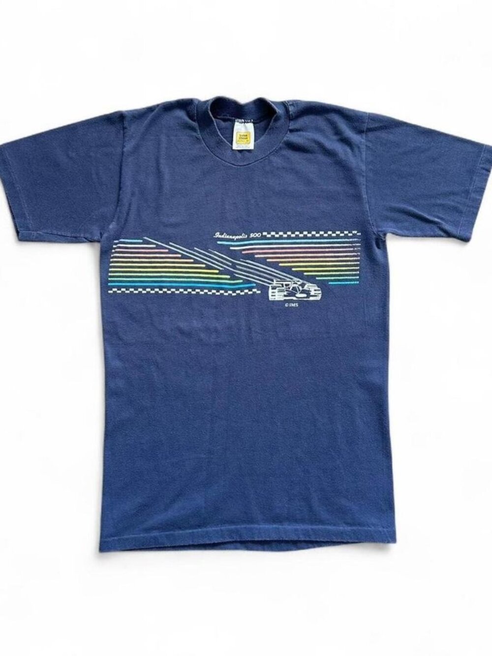 Vintage 80s Indy 500 Racing T Shirt Men's Small Velva Sheen Made in USA